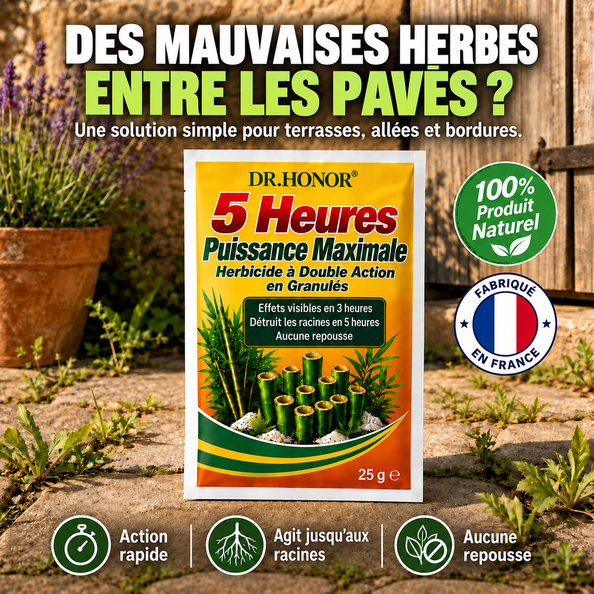 Puissance maximale en 5 heures 🎉 Herbicide à double action | Granulés à action rapide contre les mauvaises herbes tenaces et les broussailles